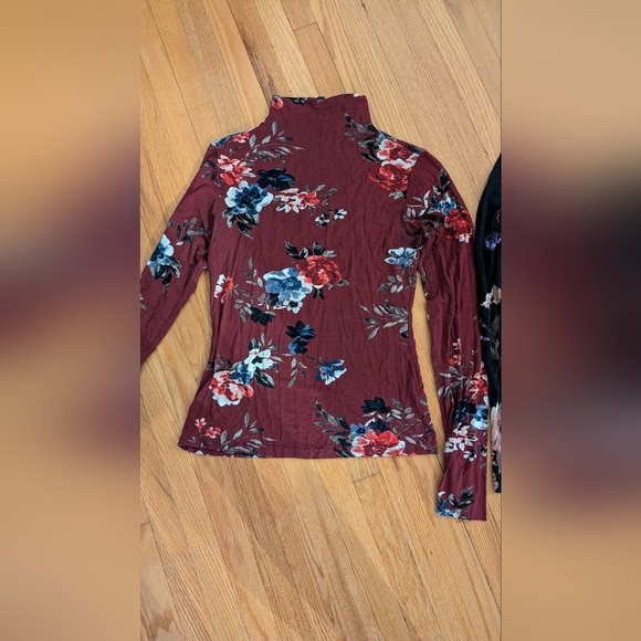 Dynamite Burgundy and Black Floral Blouses - Picture 2 of 5